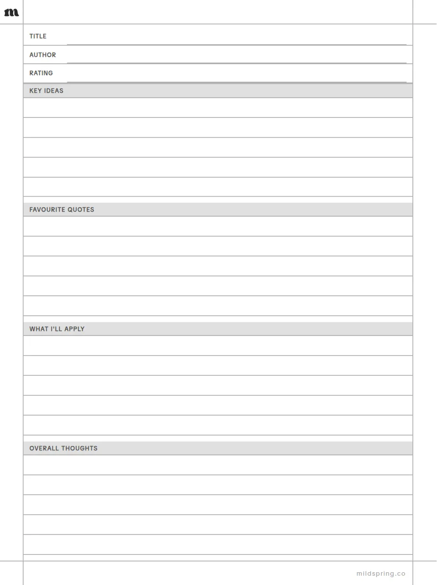 Book Reflection template page preview