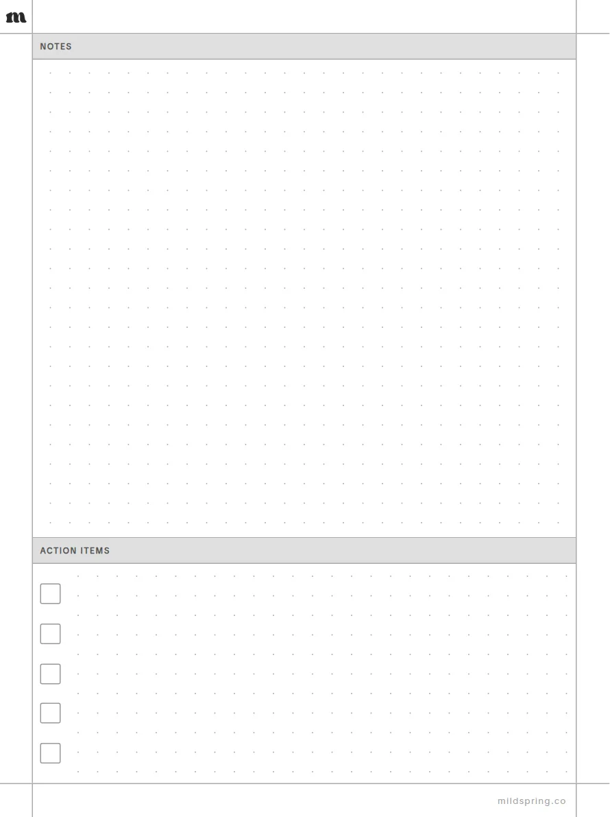 Meeting Notes (Dotted) template page preview