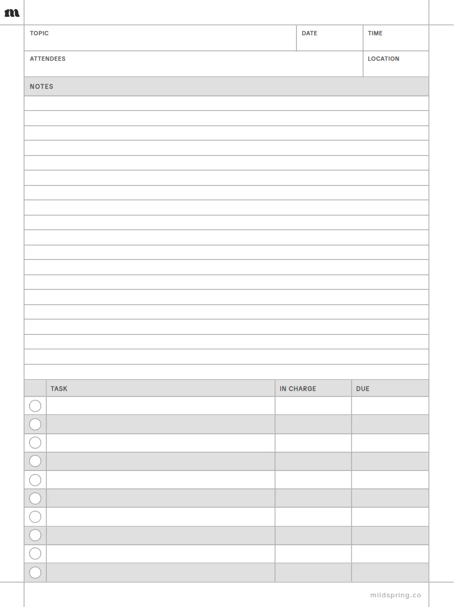 Meeting Notes template page preview