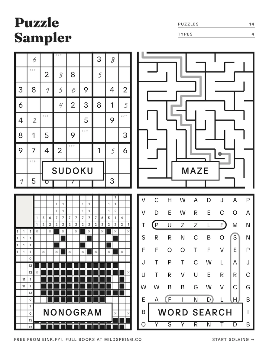 Puzzle Sampler template page preview